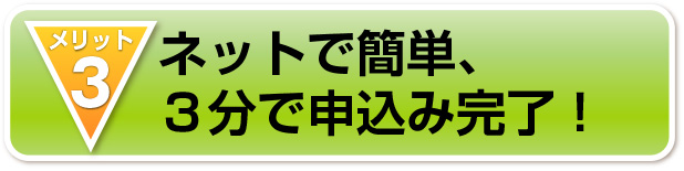 ネットで簡単、
３分で申込み完了！